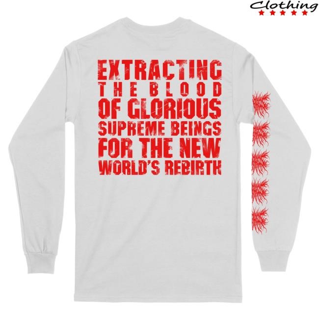 Official Reality Fade Merch Store Esophagus 'Defeated By Their Inferiority' White Long Sleeve T-Shirt RealityFade
