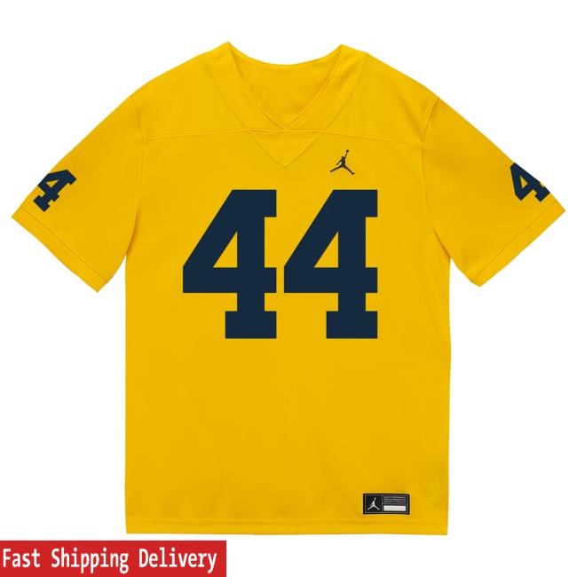 Official The M Den Michigan Wolverines #44 Max Bredeson Student Athlete Maize Football Jersey New Shirt
