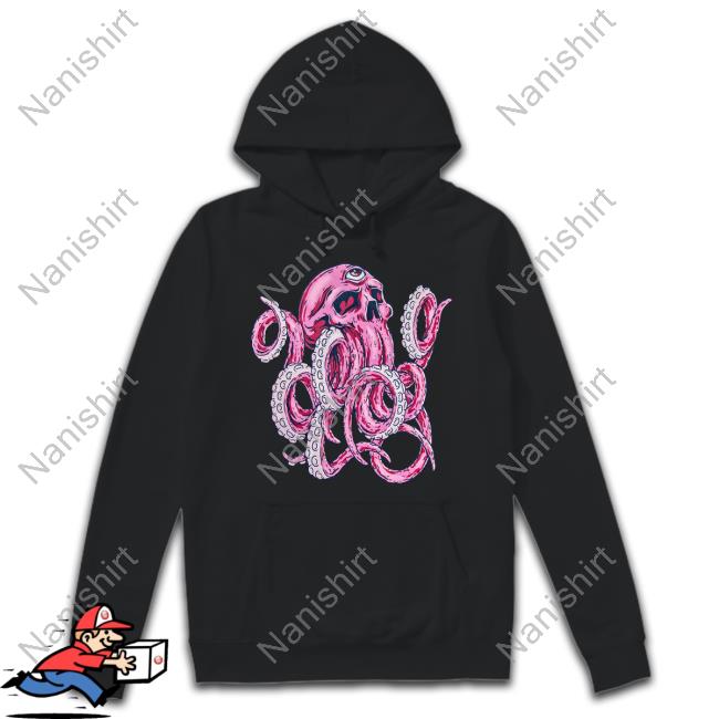 Official Deep Dark And Dangerous Red Octopus Skull T Shirt