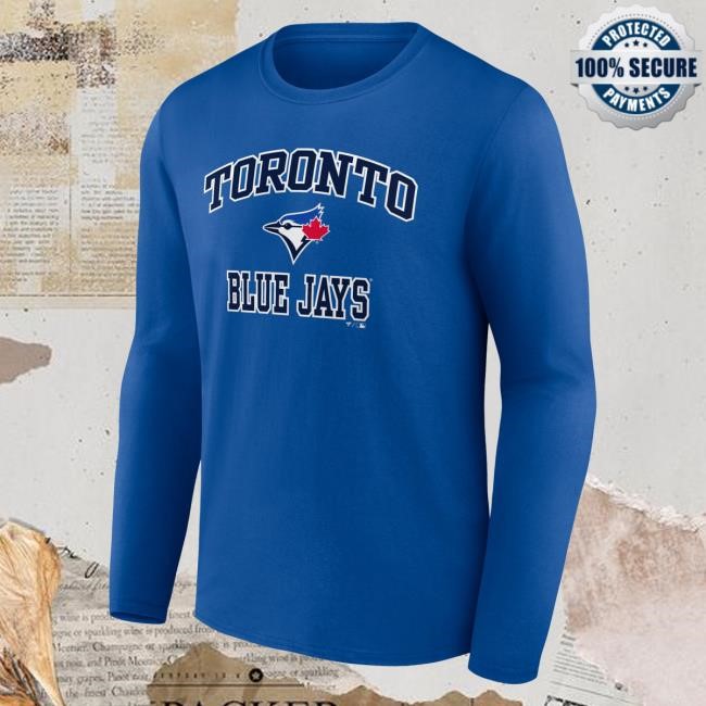 Official MLB Shop Men's Toronto Blue Jays Navy Heart & Soul Long Sleeve Hot Shirt Toronto Blue Jays Merch