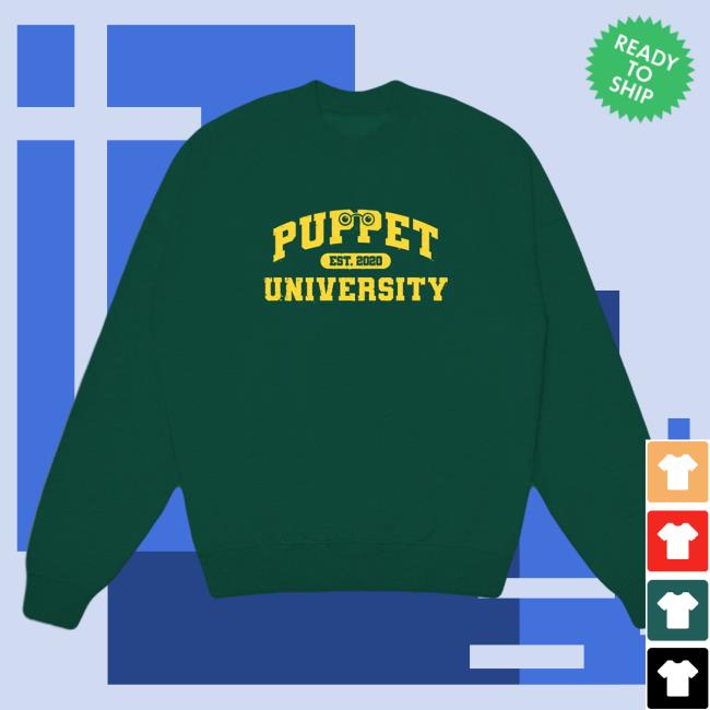Official Watcher Merch Store Watcher Puppet History | University Hot Shirt Green