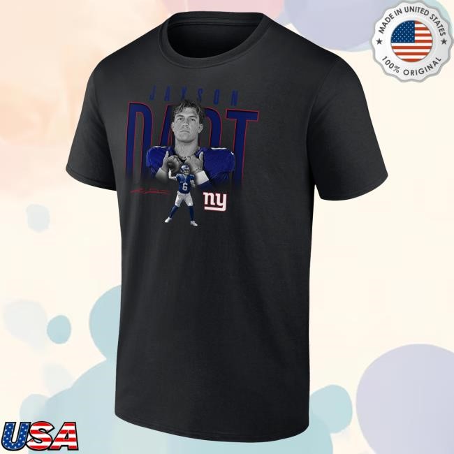 Official New York Giants Bulls Clothing Men's Jaxson Dart Black New York Giants Humble Shadow Player Graphic Top Shirt NewYorkGiants