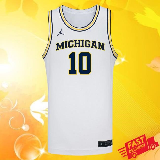 Michigan Wolverines #10 Winters Grady Student Athlete White Basketball Jersey Tees The M Den Shop Official