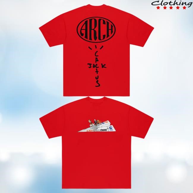 Official Travis Scott Merch Store CJ x ARCH Paper Plane T Shirt (White) Virgil Abloh Archive™ x Cactus Jack