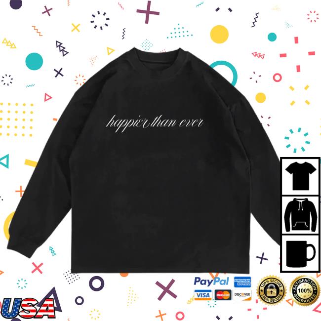 Official Interscope Records Billie Eilish Merch Store Happier Than Ever Black Long Sleeve Tees Billie Eilish Apparel Clothing Shop