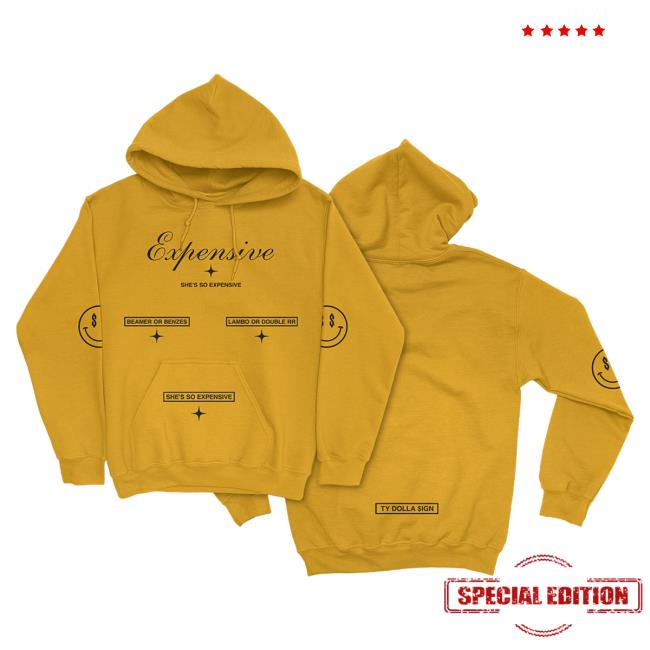 Official Ty Dolla Sign Merch Store Ty Dolla $ign Expensive Yellow Pullover Hoodie