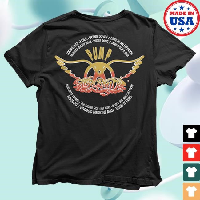 Official Aerosmith Merch Store Pump Tracklist T Shirt