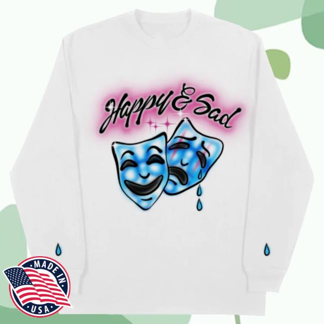 Official Kacey Musgraves Merch Store KaceyMusgraves Happy & Sad Airbrush Long Sleeve Shirts Kacey Musgraves Apparel Clothing Shop