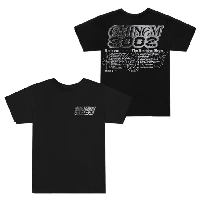 Official Eminem Merch Store Slim Shady Eminem The Eminem Show Chrome Logo T-Shirt (Black) Eminem Apparel Clothing Shop SlimShady