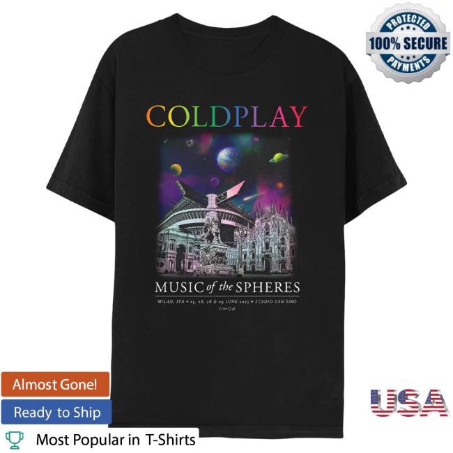 Official Coldplay Merch Store Shop Coldplay Milan June 2023 Music Of The Spheres Tour Tee - Limited Edition Cold Play