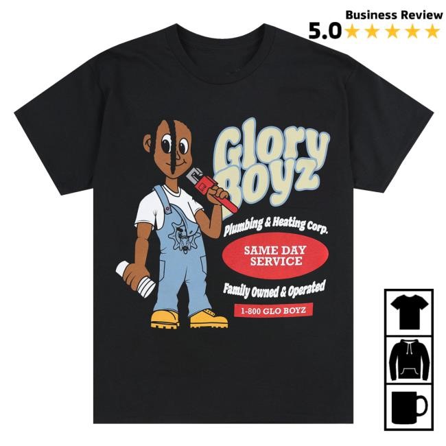 Glory Boyz Plumbing Co Tshirt (Black) - Glo Gang Worldwide Merch - Official Online Store