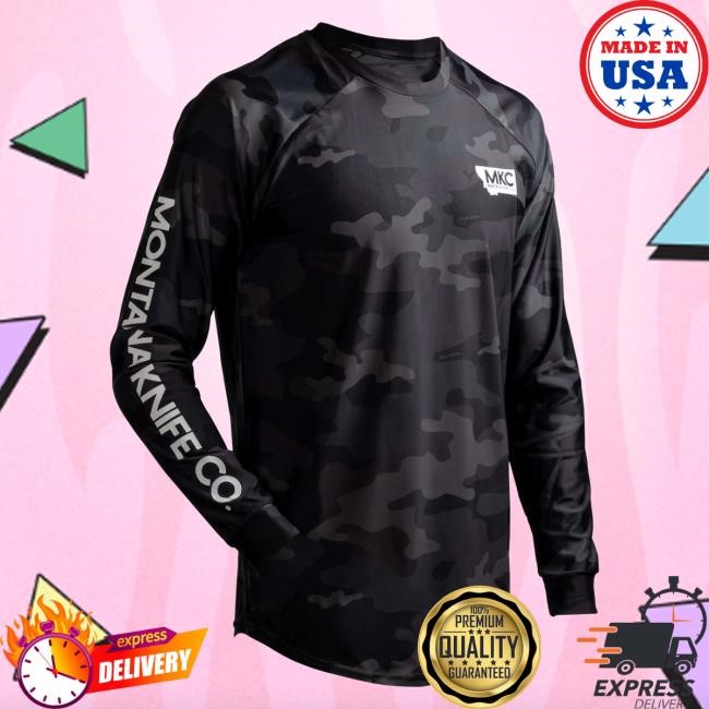 Official Montana Knife Company Mkc Long Sleeve Shirt Performance Crew - Dark Mkc Camo