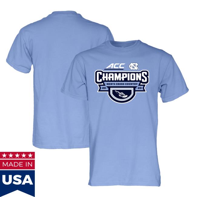 Official North Carolina Tar Heels Blue 84 2023 ACC Men's Cross Country Champions Locker Room New Shirt - Carolina Blue