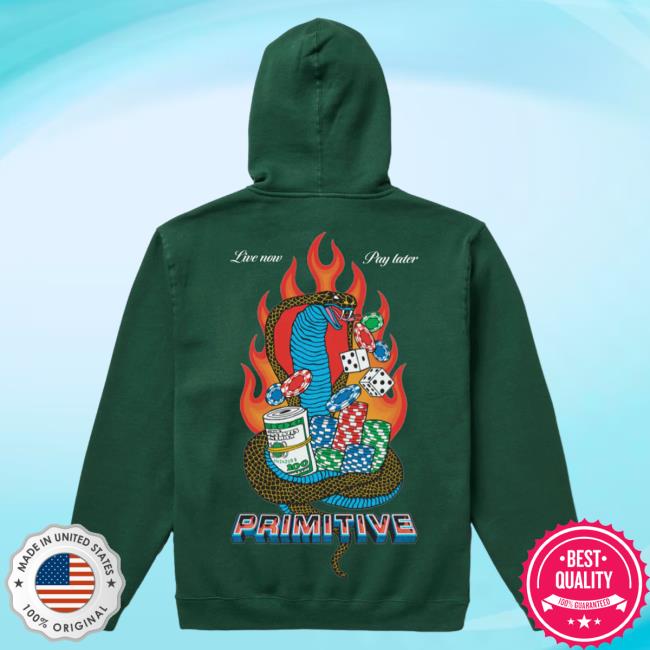 Official Primitive Skateboarding Apparel Clothing Merch Store Shop Cobra Live Now Pay Later Pull Over Hoodie Forest Green