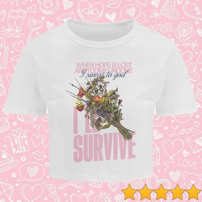 Official Lewis Capaldi Clothing Survive Crop White Tees LewisCapaldi