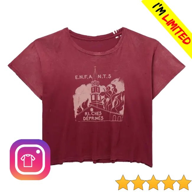 Official Church Cropped Distressed Printed T Shirt - Editoria List