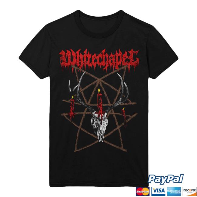 Official Whitechapel Merch Pentagram Candle Black T-Shirt