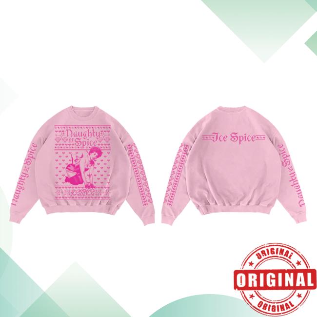 Official Ice Spice Music Merch Store Naughty Or Spice Hooded Sweatshirt IceSpice Clothing Shop