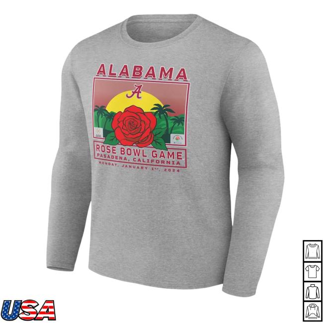 Official Tournament Of Roses Shop Fanatics Branded Gray Alabama Crimson Tide College Football Playoff 2024 Rose Bowl Fierce Competitor Hoodie