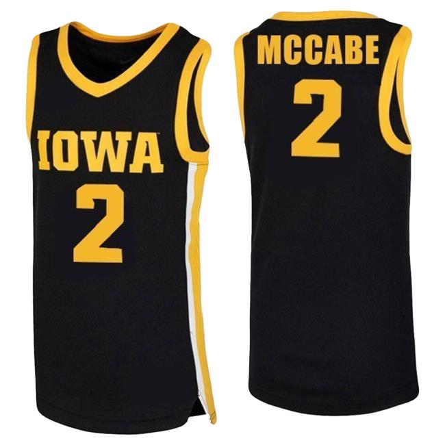 Official Iowa Hawkeyes Merch Store Iowa Hawkeyes McCabe #2 Black Jersey Attractive Shirt Iowa Hawkeyes Apparel Clothing Shop
