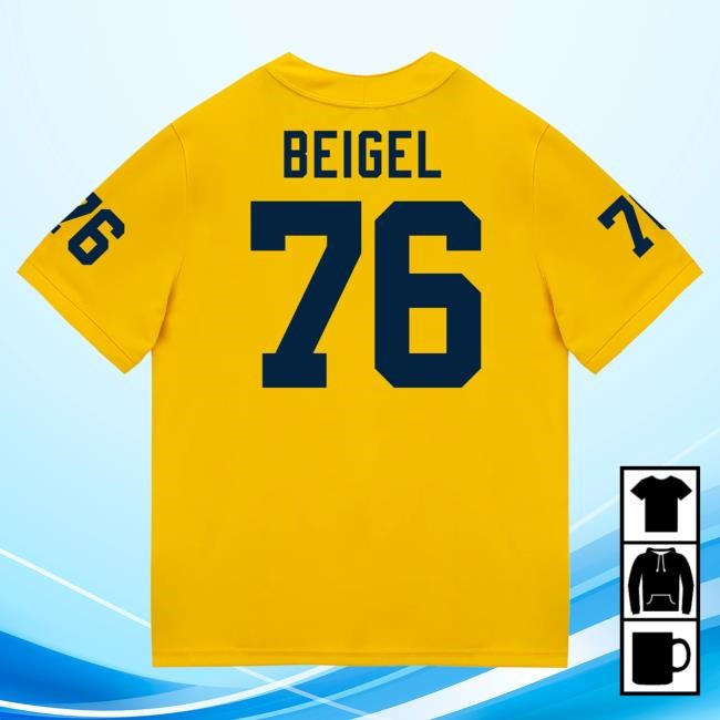Michigan Wolverines #76 Manuel Beigel Student Athlete Maize Football Jersey Shirts The M Den Shop