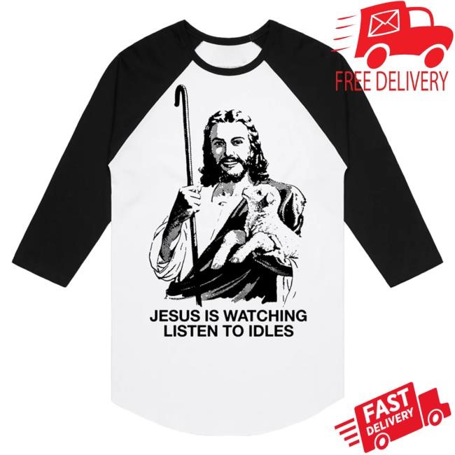 Official Idles Merch Store Shop Idles Band Jesus Is Watching Raglan Long Sleeve Tee