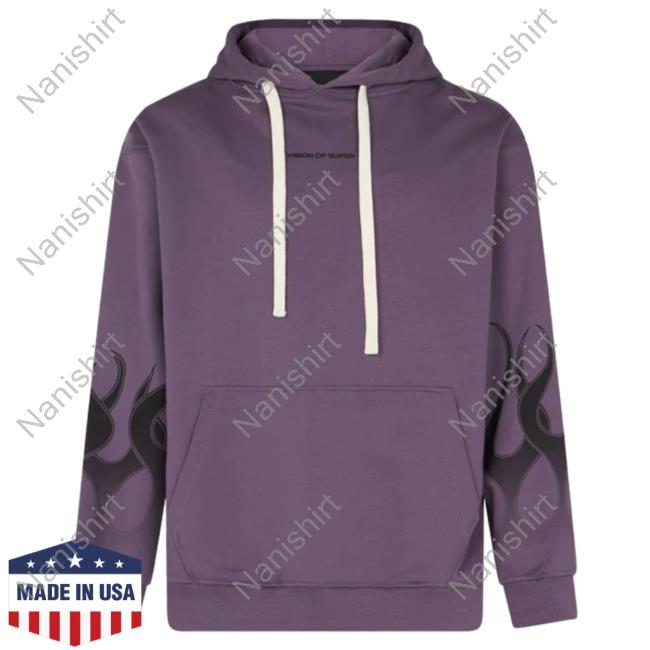 Official Vision Of Super Purple Hooded Sweatshirt With Black Gradient Flames