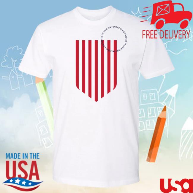Official Uswnt Merch Store Uswnt Unisex USMNT Striped Crest White Attractive Shirt Uswnt Apparel Clothing Shop