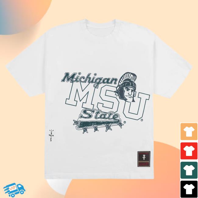 Official Travis Scott Utopia Merch Store CJ X M&N X MICHIGAN STATE UNIVERSITY HANDDRAWN Tee Travis Scott Apparel Clothing TravisScott