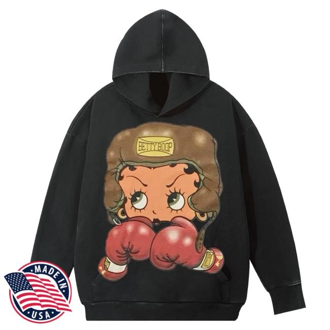 Official Noissey Merch Noissey Cartoon girl Boxing Print Hooded Sweatshirt