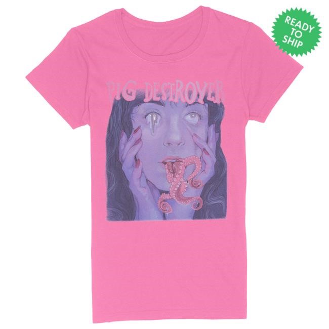 Official Kings Road Merch Store Pig Destroyer Tentacles In Mouth Pink | Fitted Girl Tshirt Kings Road Shop
