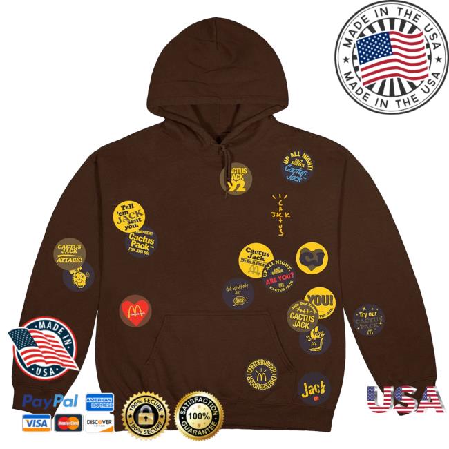 Official Travis Scott Merch Store Travis Scott X Mcdonald's Sticker Bomb Long Sleeve Shirt New Brown TravisScott Shop