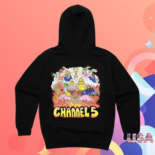 Official Channel 5 Merch Shop Store Channel 5 Characters | Black Popover Hoodie Channel5