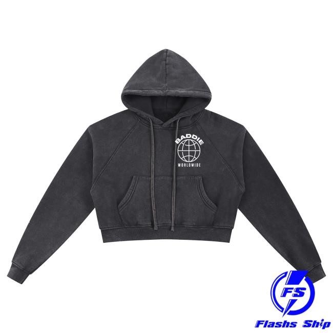 Cropped Snow Washed Hoodie Made For Baddie Worldwide Fans