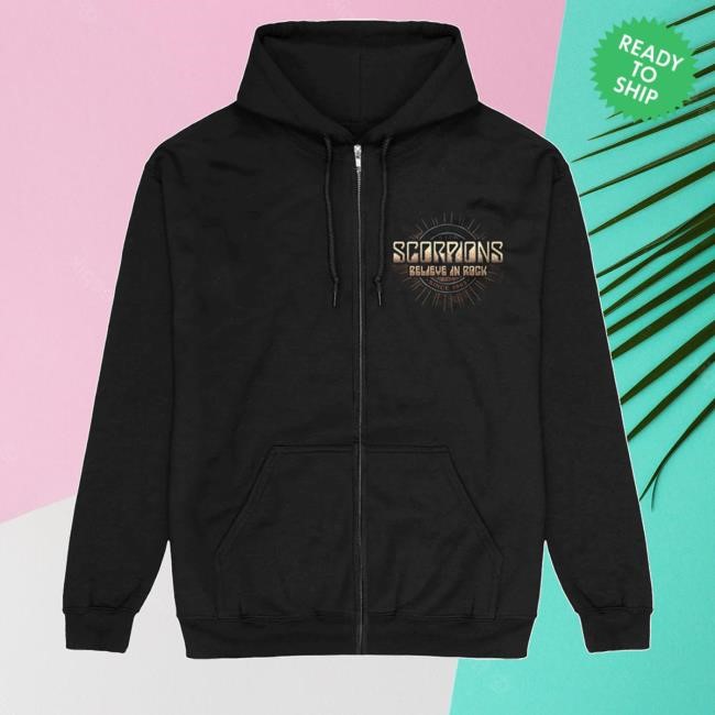 Scorpions Official Merch Store Believe In Rock Zip Hoodie Hot Scorpions Clothing Shop Scorpions Apparel