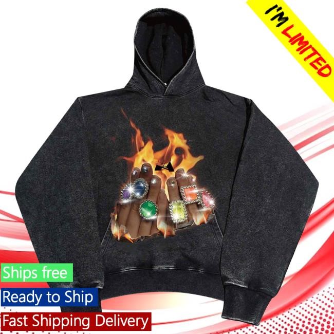 Official Noissey Merch Noissey High Quality Dopamine Diamond Ring Flame Print Hooded Sweatshirt