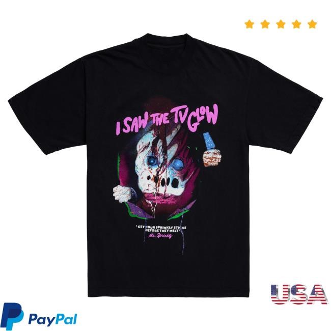 Official A24 Merch Store A24 Films I Saw The Tv Glow Puff Print Mr. Sprinkly Tee A24 Shop