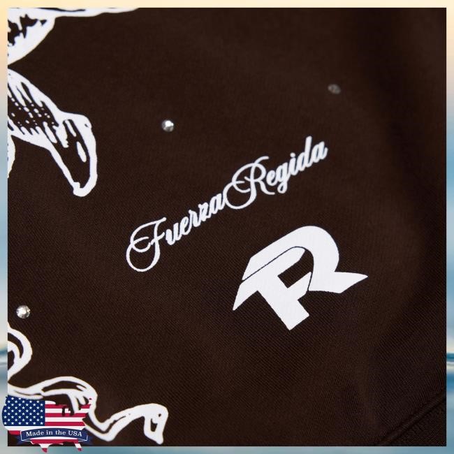 Official Fuerza Regida Merch Store Angelitos Rhinestone - Zip Hoodies Brown