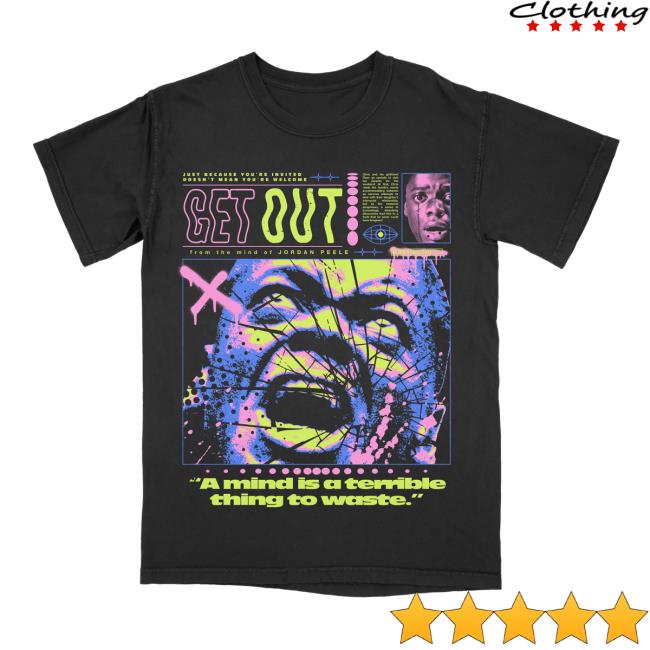 Official Get Out A Mind Is A Terrible Thing To Waste Shirt New Black