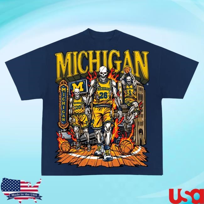 Game Day Energy Michigan Skelly Tee Navy Sana Detroit