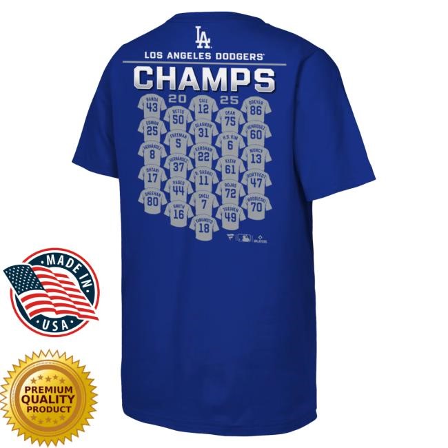 Youth Los Angeles Dodgers Fanatics Royal 2025 World Series Champions Jersey Roster Hot Shirt Official MLB Shop