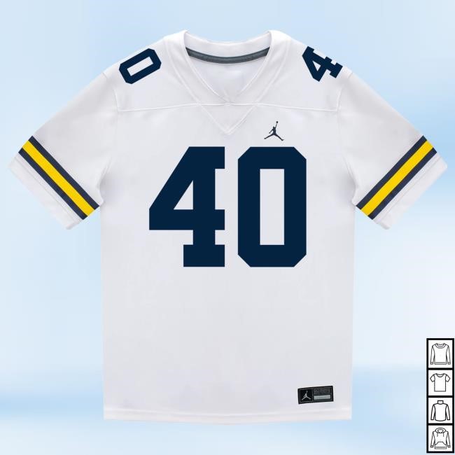 Michigan Wolverines #40 Rocco Milia Student Athlete White Football Jersey T Shirt The M Den Shop Official