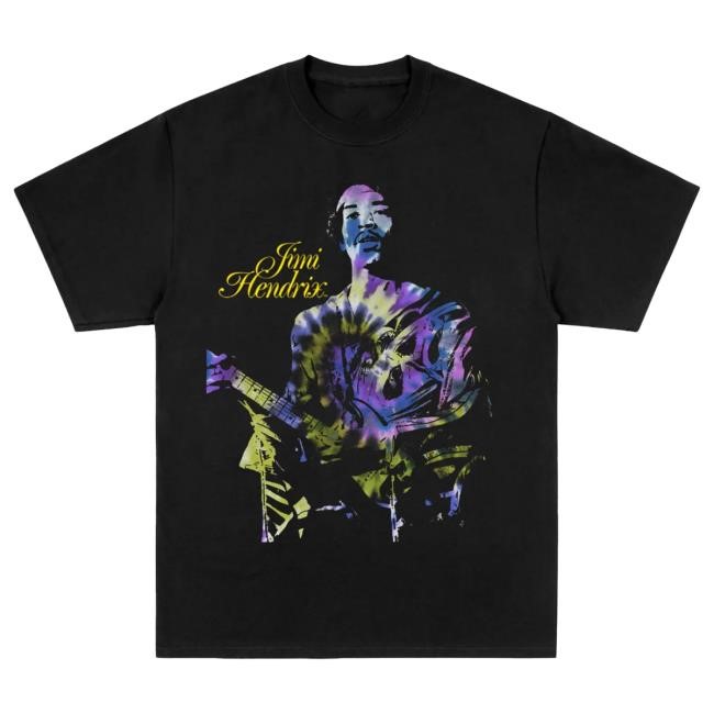 Jimi Hendrix Tie Dye Print Black Tee