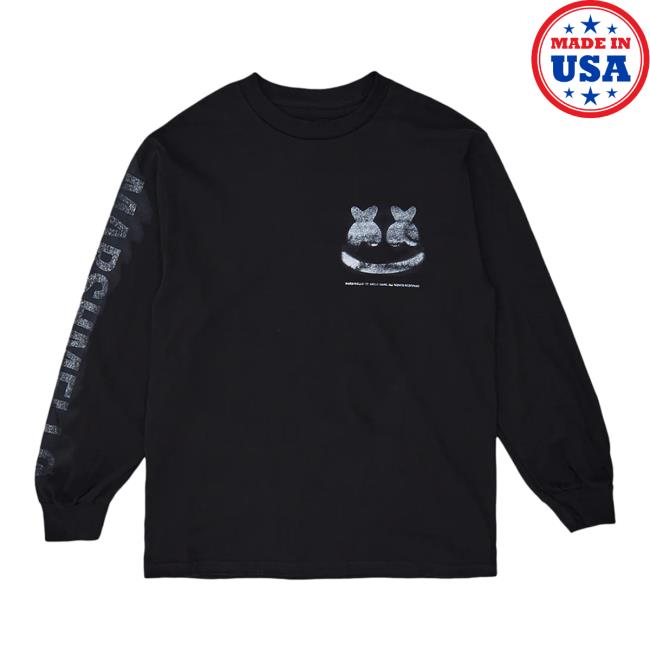 Official Marshmello Apparel Clothing Merch Store Marshmello Out Of Focus L/S Long Sleeve Tees Black Marsh Mello Shop