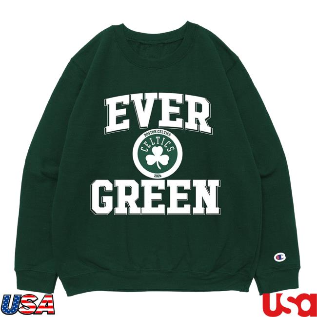 Official Boston Celtics EVER GREEN Champion Crew neck Sweatshirt