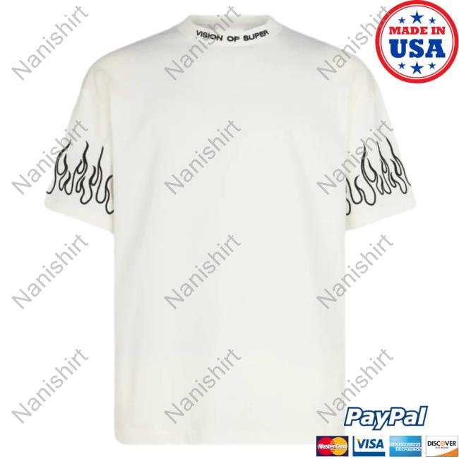 Official Vision Of Super White Shirt 2023 With Black Flames