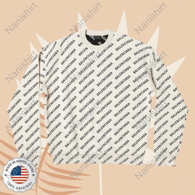 Official Saks Fifth Avenue Clothing Store Shop Balenciaga Mini Allover Logo White Black AOP Sweaters 3D All Over Print Saksfifthavenue