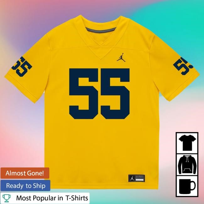 Michigan Wolverines #55 Nathan Efobi Student Athlete Maize Football Jersey New Shirt The M Den Shop