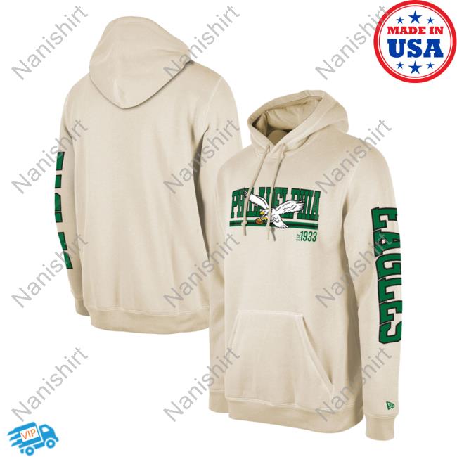 Official PhiladelphiaEagles Clothing Merch Store Shop New Era Cream Philadelphia Eagles Third Down Historic Pullover Sweatshirt 3D