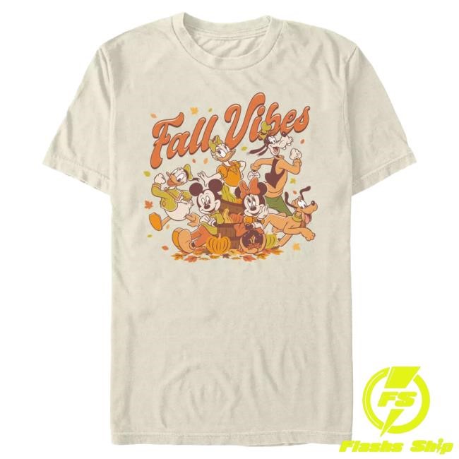 Official Disney Merch Mickey Mouse and Friends ''Fall Vibes'' Hot Shirt for Adults